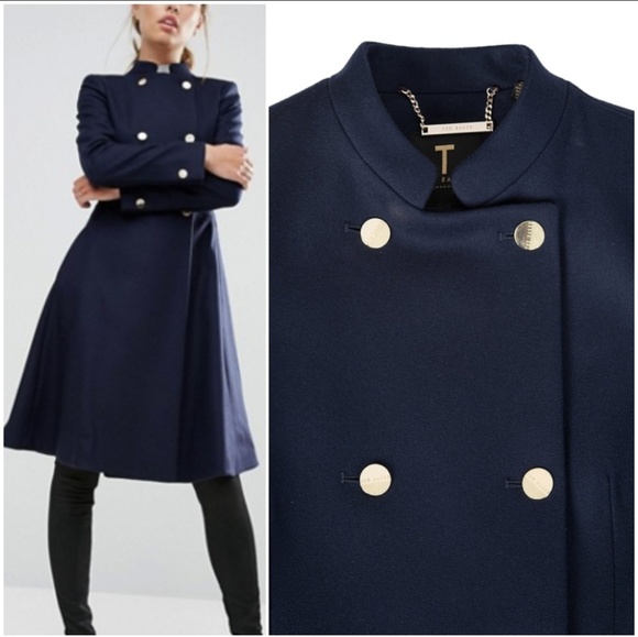 🍒NWT🍒 TED BAKER MILITARY FLARED COAT - Picture 3 of 8